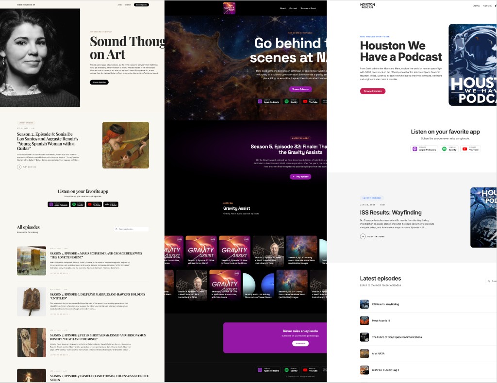 Podcast website template gallery preview